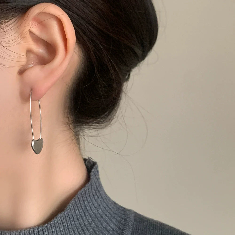 Silver Safety Pin Earrings JLT11643