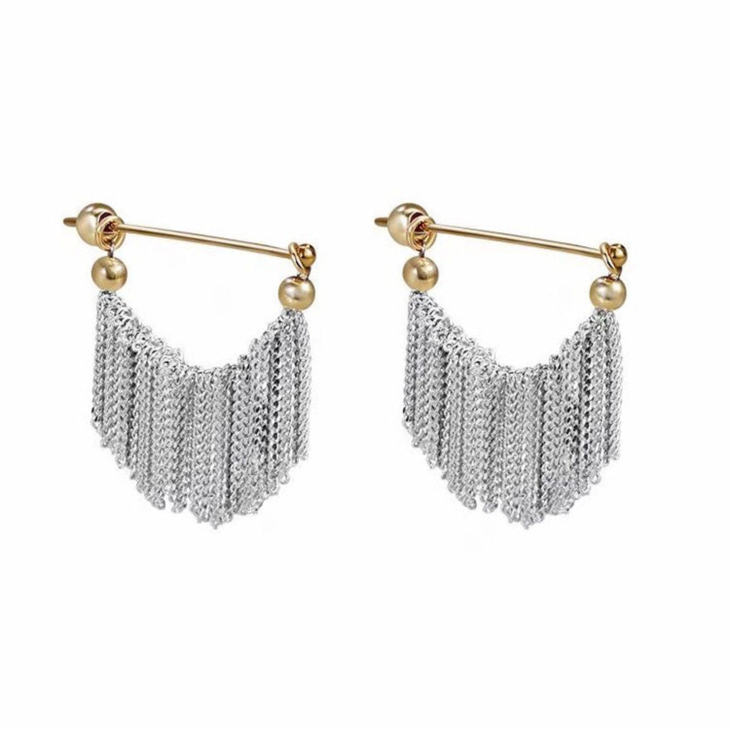 Silver Fringe Pin Earrings JLT11658