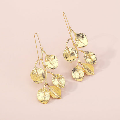 Golden Leaf Dangle Earrings JLT11670
