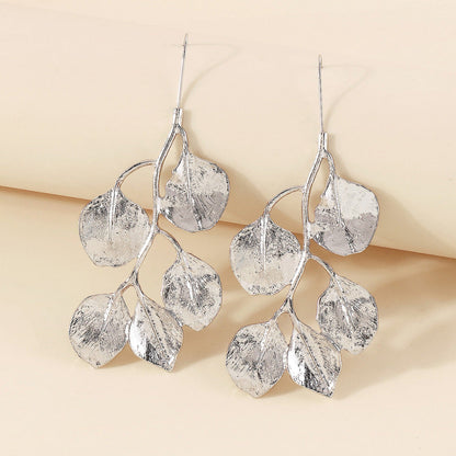 Silver Leaf Dangle Earrings JLT11671