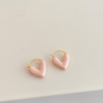 Pink Heart Charms Hoop Earring JLT11725