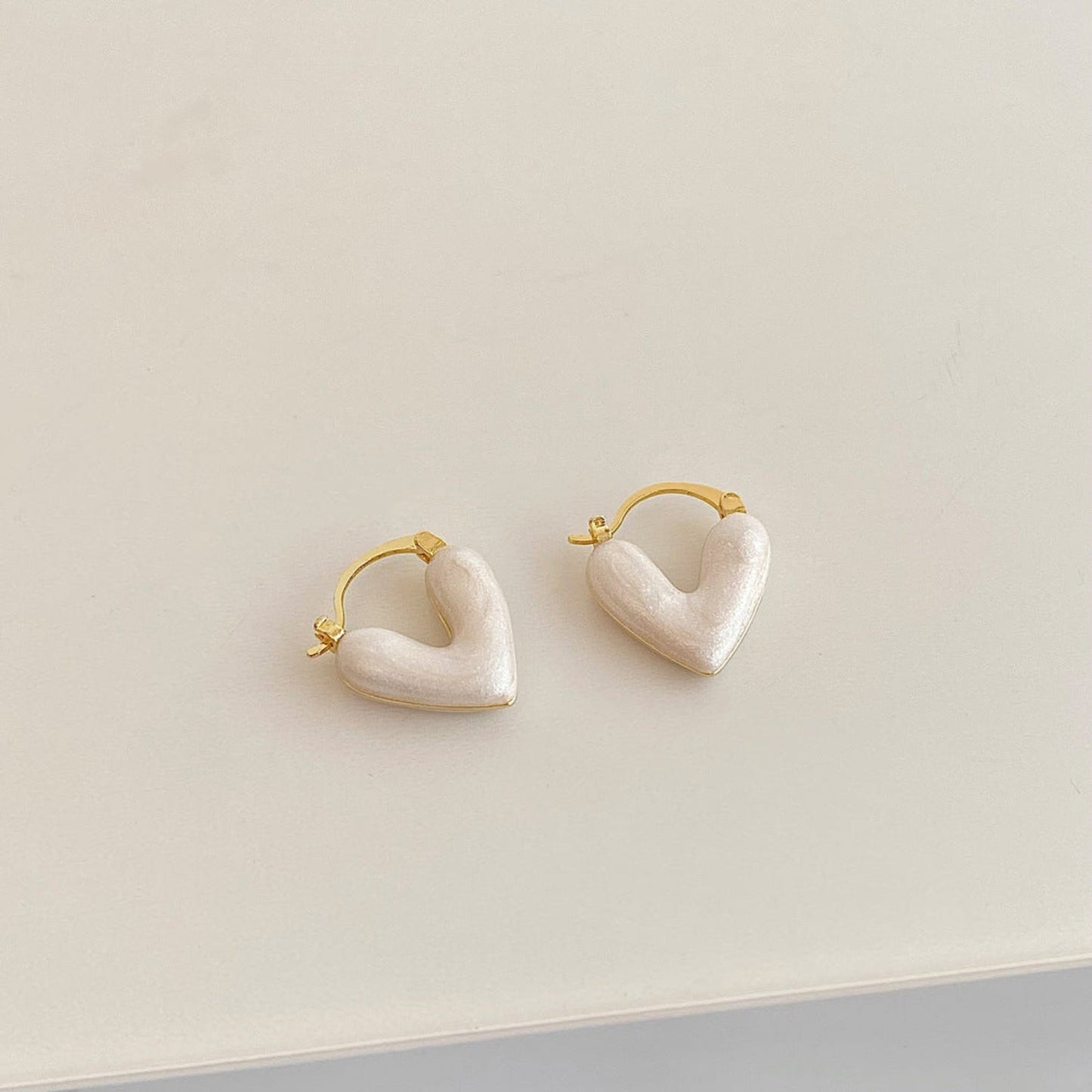 Porcelain Love Heart Hoop Earrings JLT11726