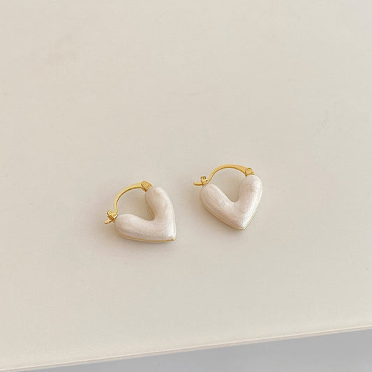 Porcelain Love Heart Hoop Earrings JLT11726