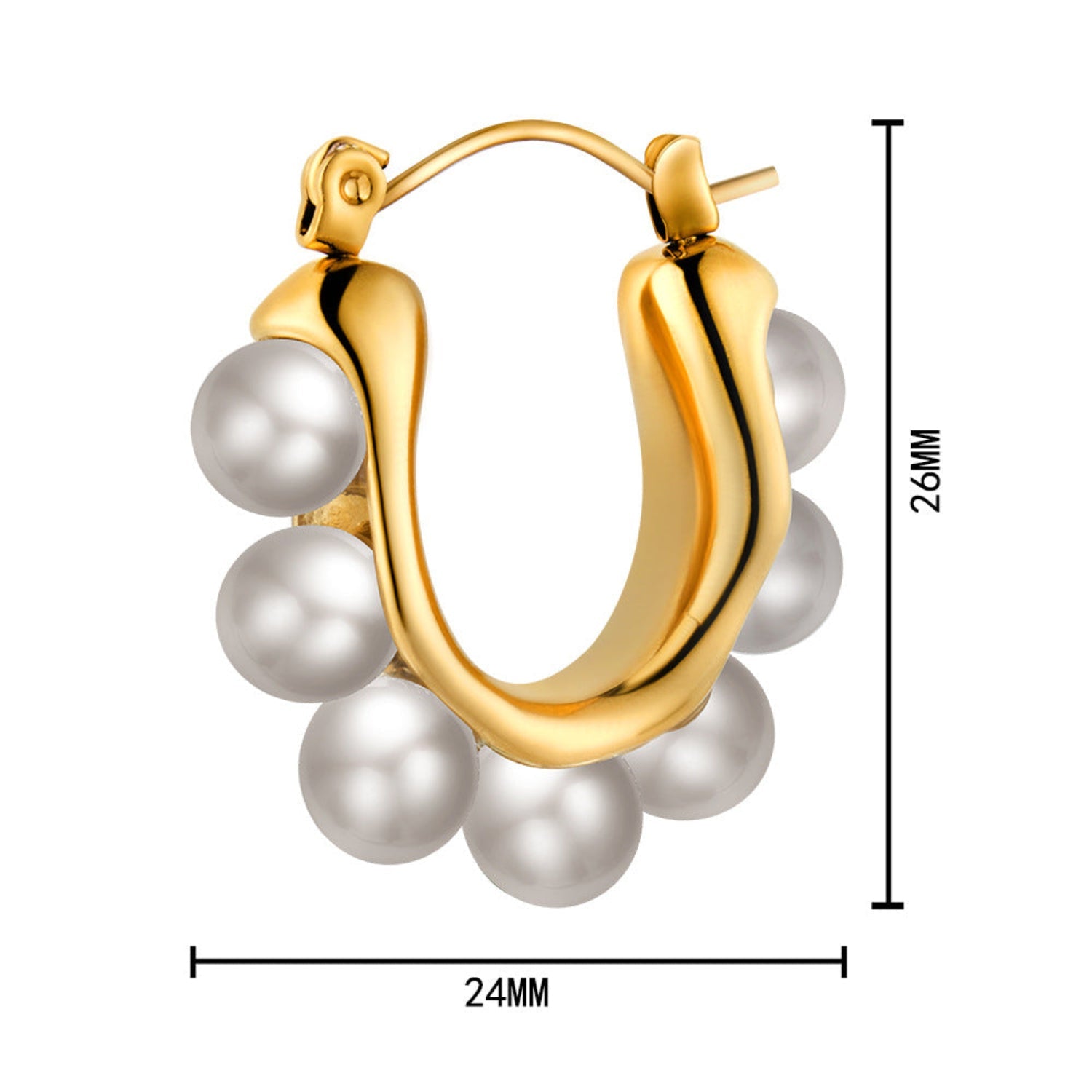 Gold Pearl Hoop Earrings JLT11729