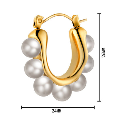 Gold Pearl Hoop Earrings JLT11729