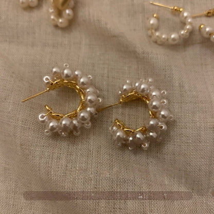 Cluster Of Pearl Hoop Earrings JLT11769
