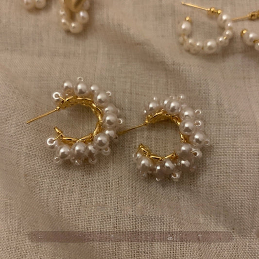 Cluster Of Pearl Hoop Earrings JLT11769