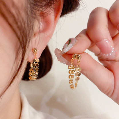 Elegant Hexagonal U Link Hoop Earrings jlt11793