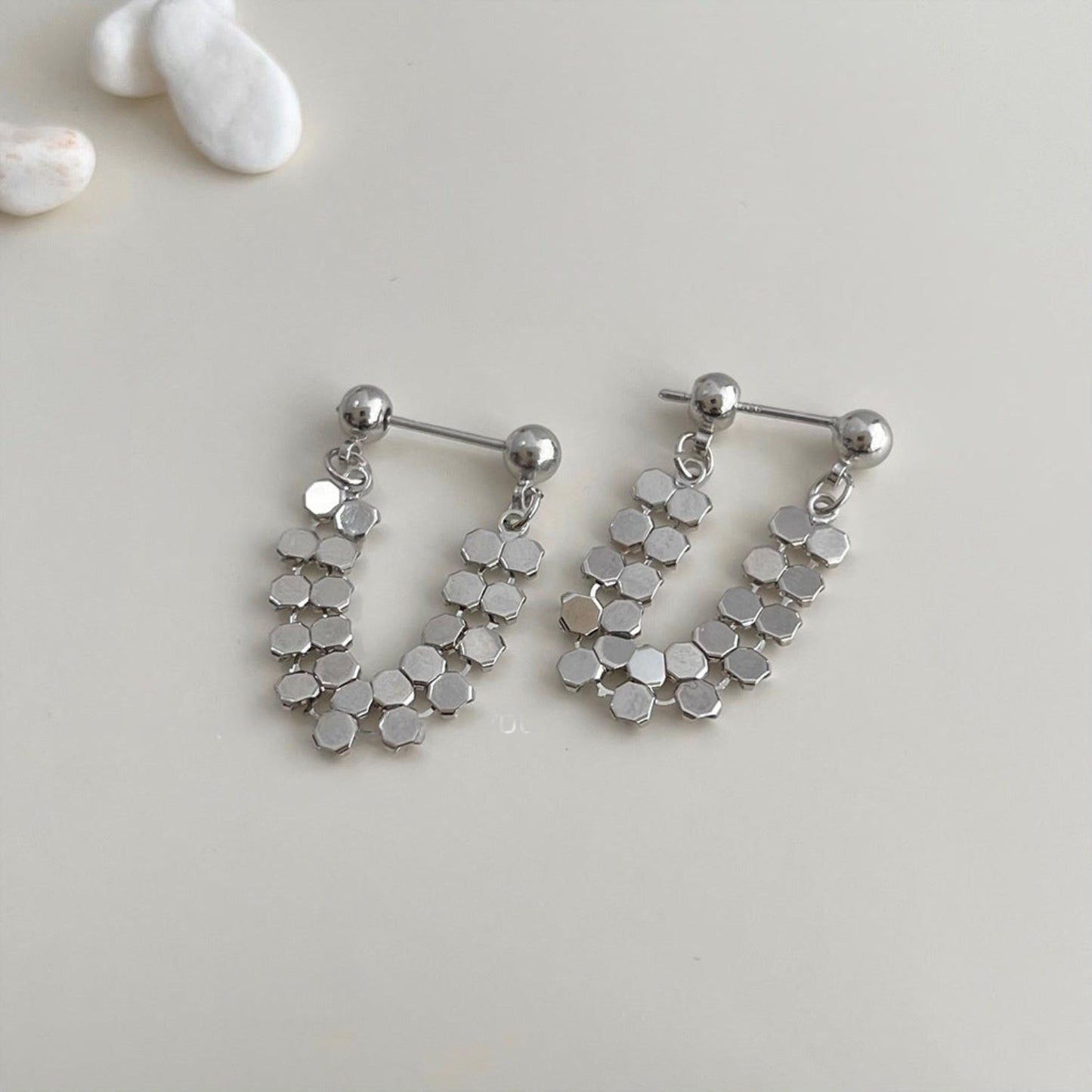 Sleek Silver Link Hoop Earrings  JLT11794