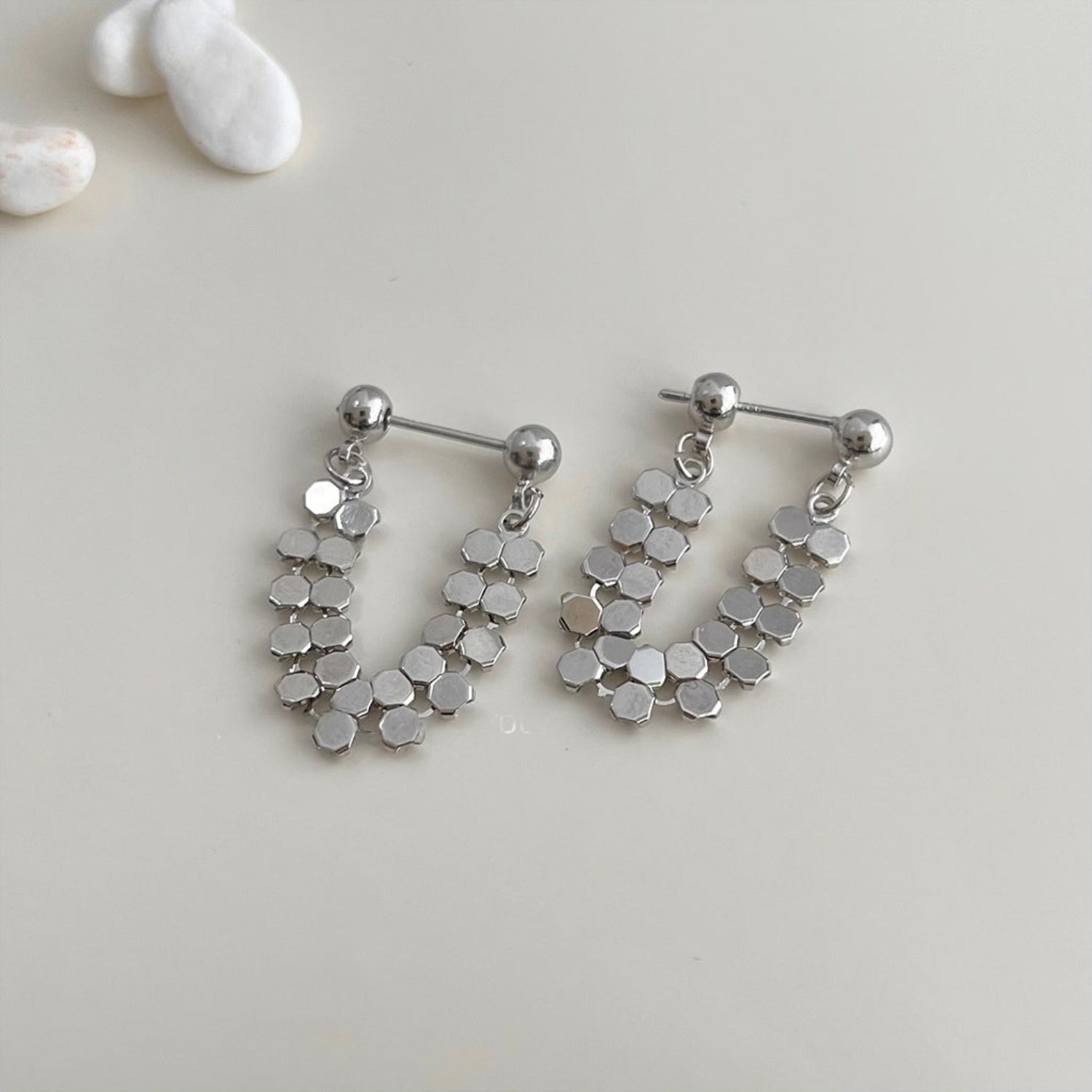 Sleek Silver Link Hoop Earrings  JLT11794