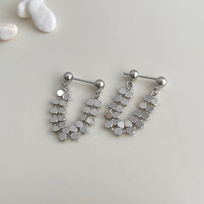 Sleek Silver Link Hoop Earrings  JLT11794