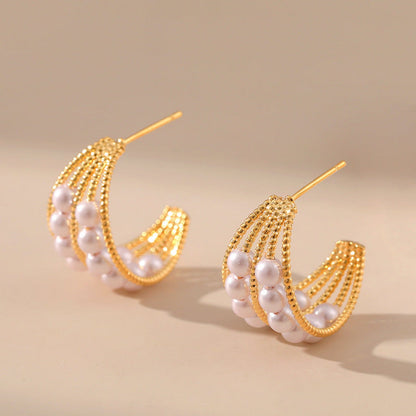 Multi pearl Half Hoop Earrings JLT11842