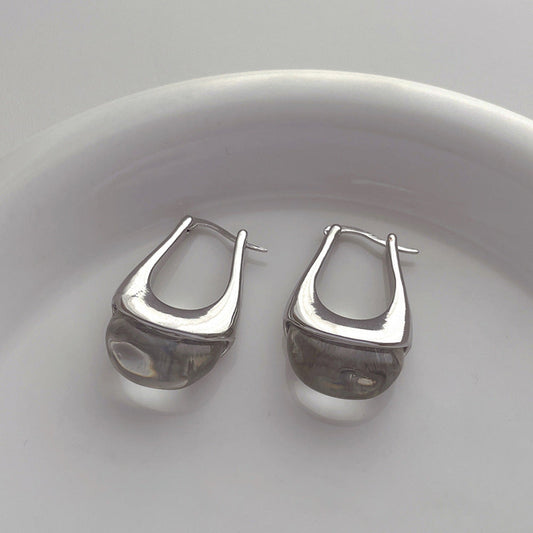 Moonstone Silver Hoop Earrings JLT11883