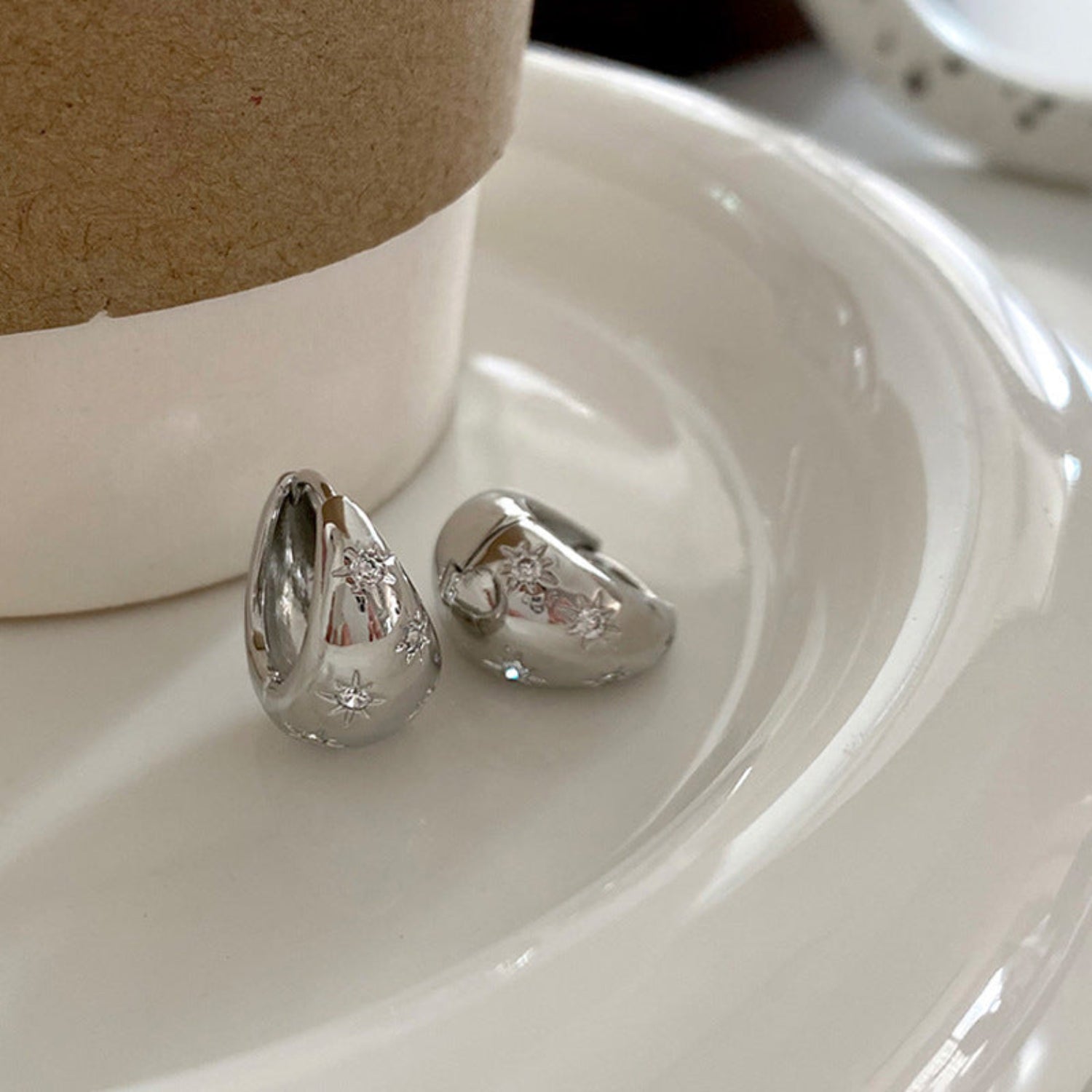 Silver Celestial Starburst Hoop Earrings JLT11966