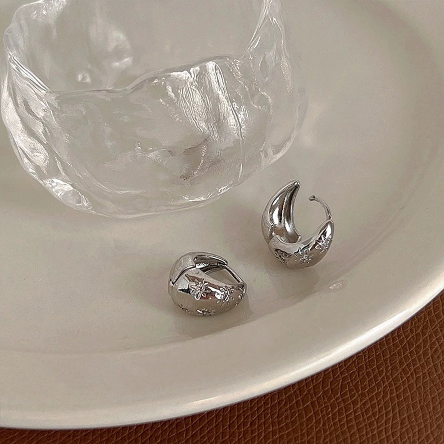 Silver Celestial Starburst Hoop Earrings JLT11966