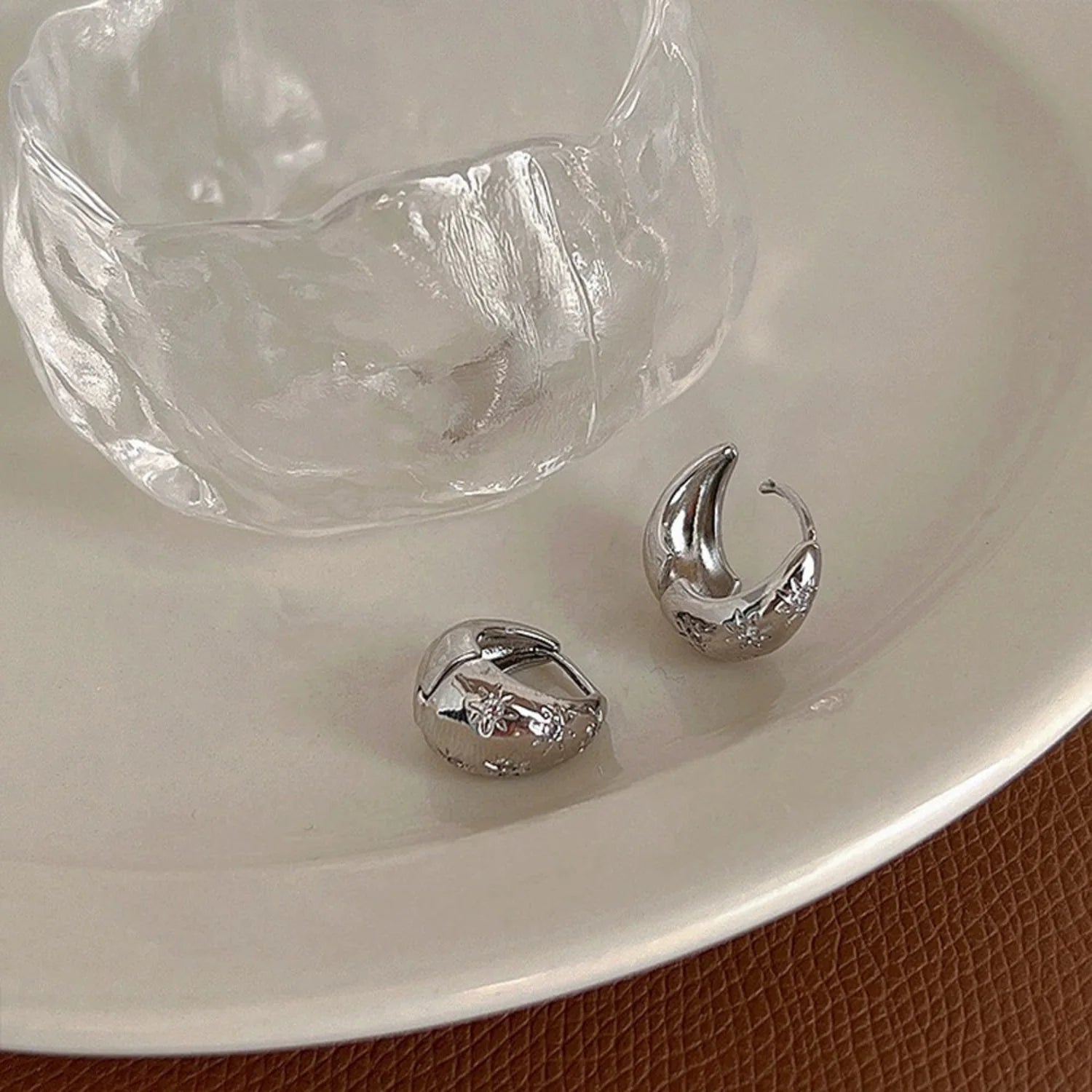 Silver Celestial Starburst Hoop Earrings JLT11966