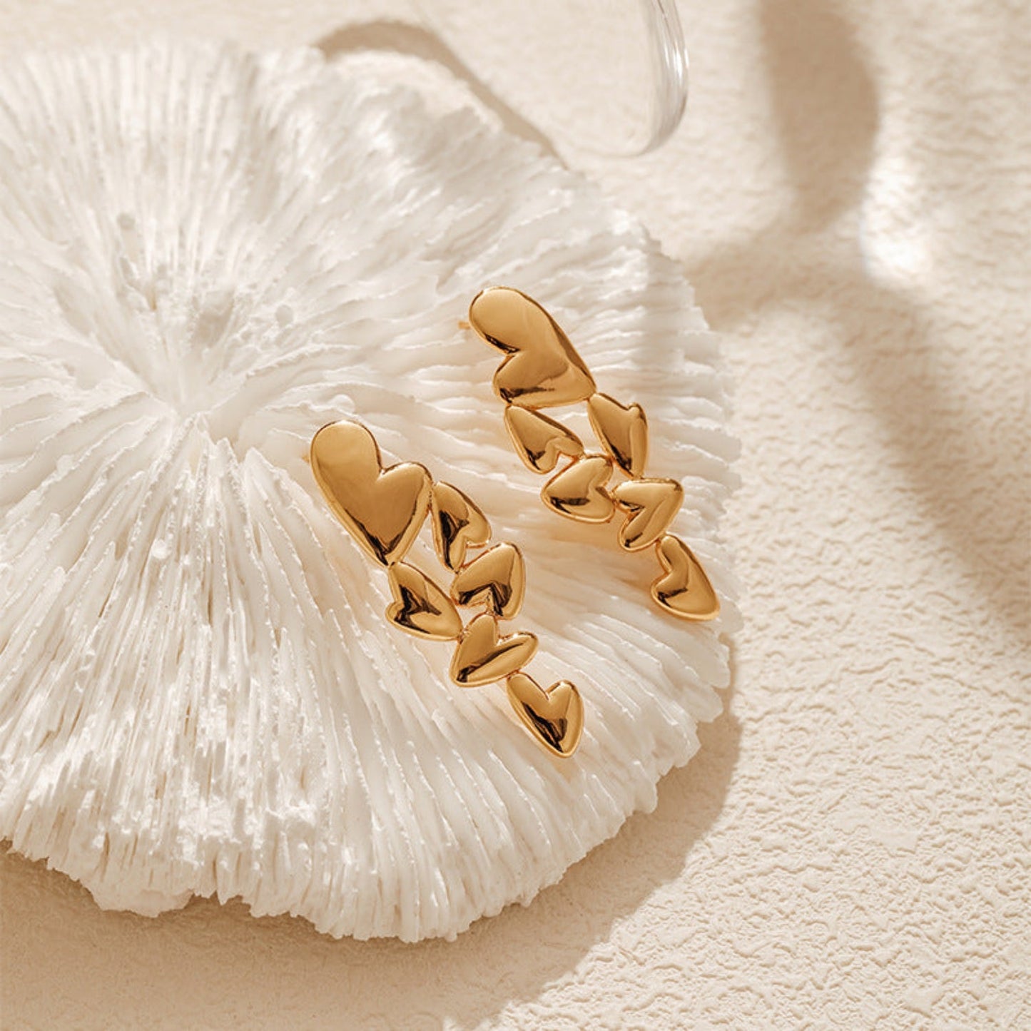 Gold Cascading Heart Stud Earrings JLT11978