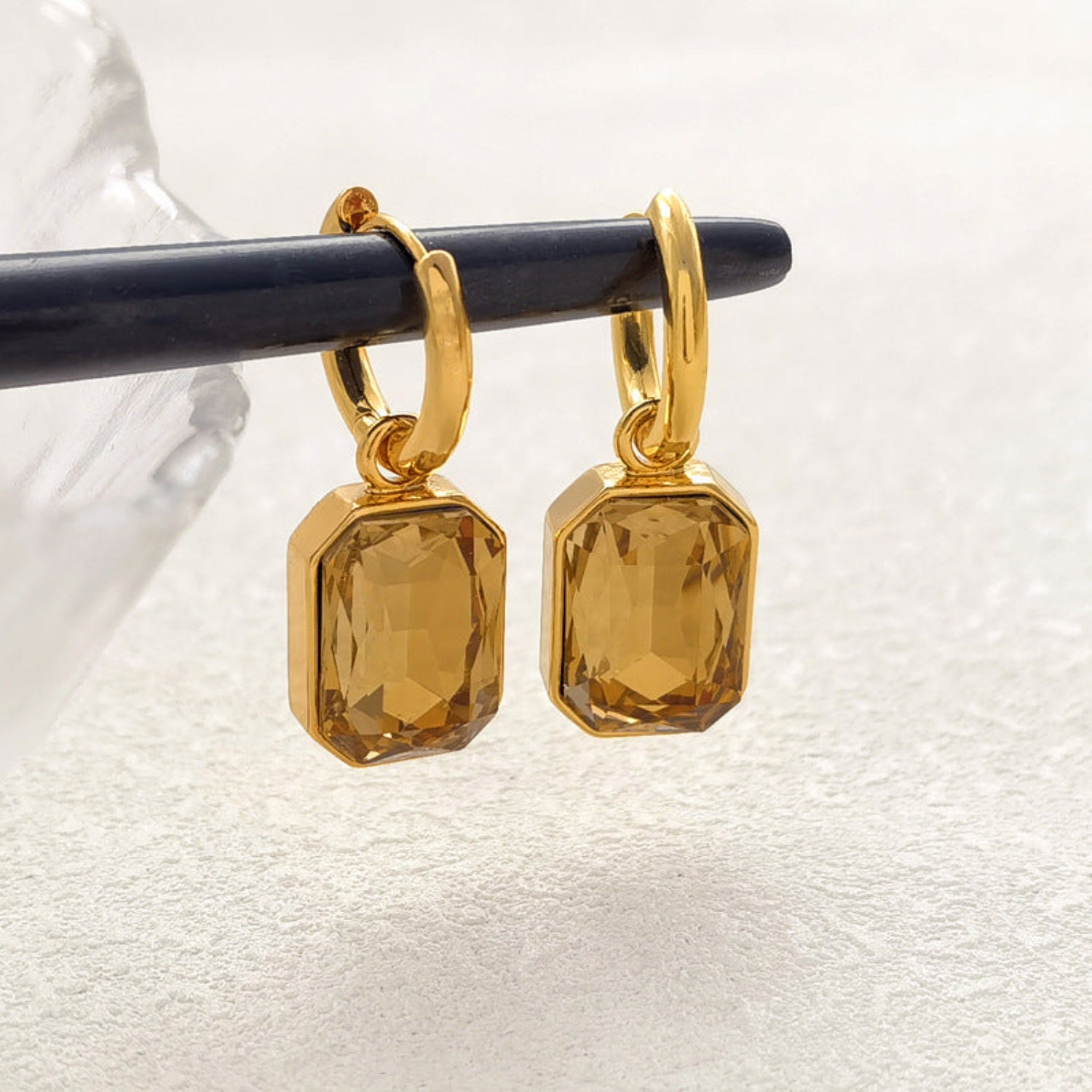 Gold Amber Crystal Hoop Earring JLT11985
