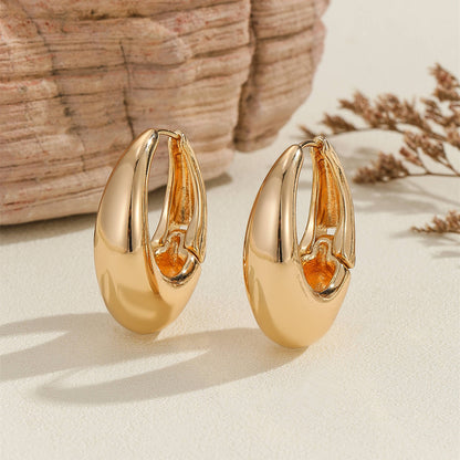 Bold Gold Sculptural Hoop Earrings JLT12037