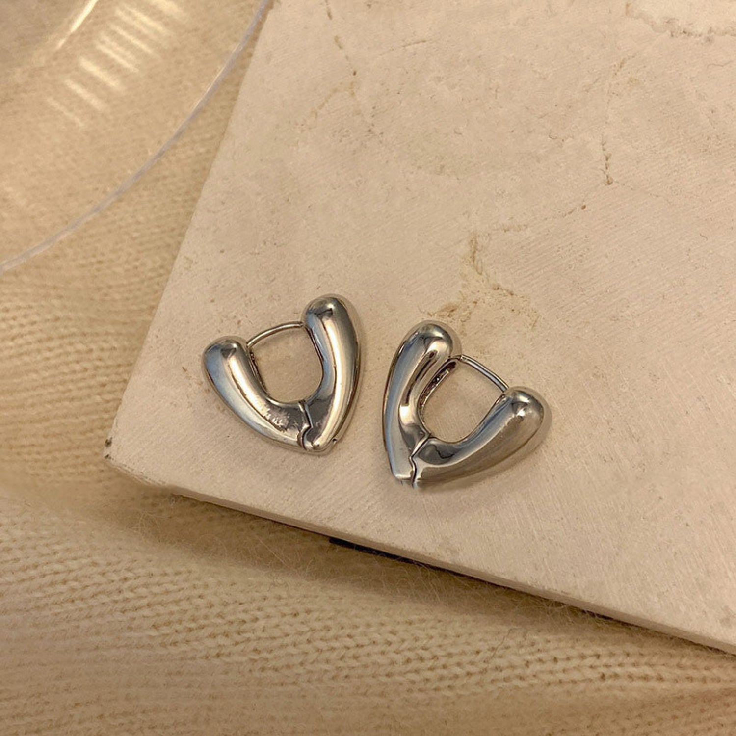 Silver Heart Hoop Earrings JLT12069