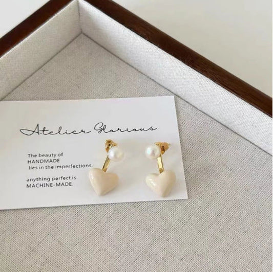 White Heart Pin earrings JLT12112