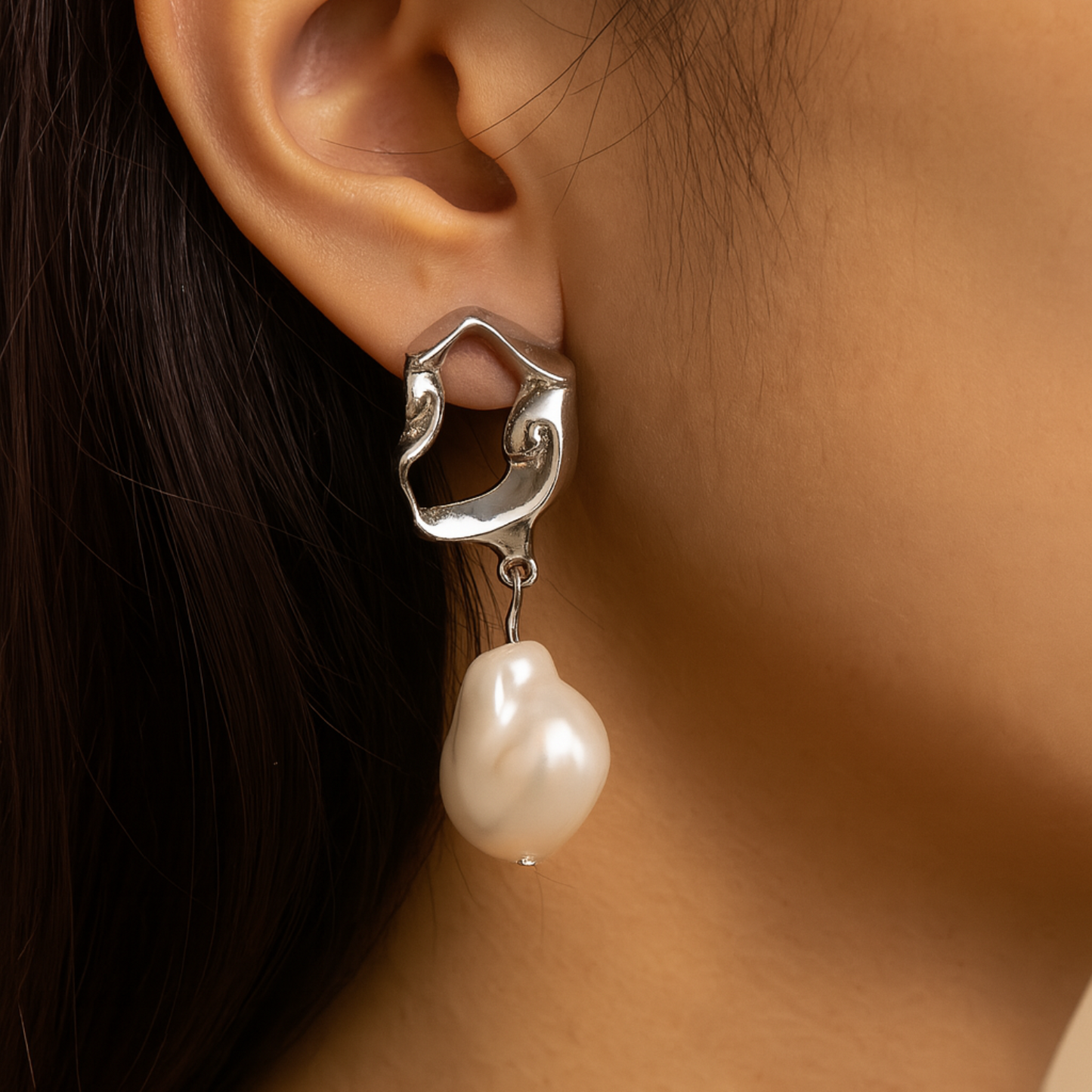 Silver Pearl Drop Earrings JLT12139