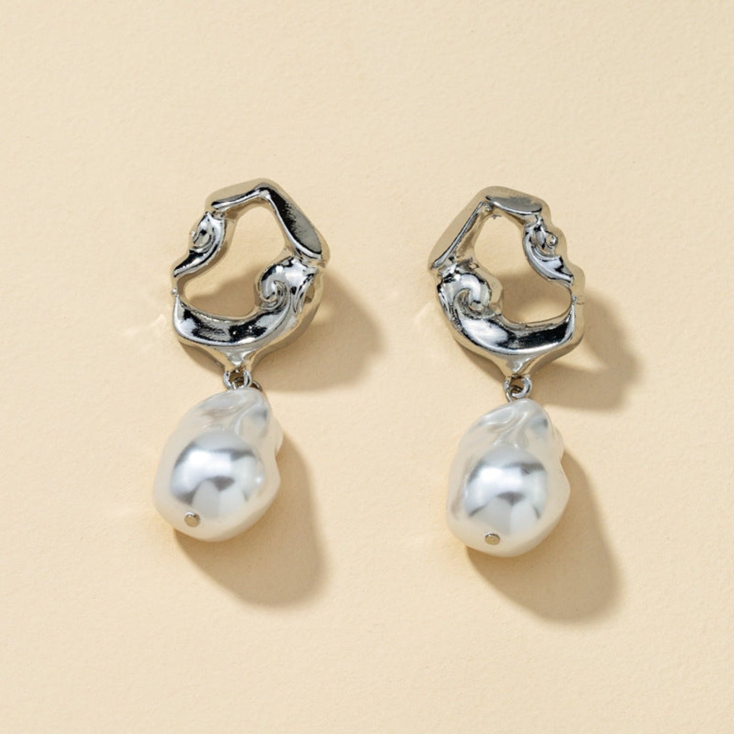 Silver Pearl Drop Earrings JLT12139