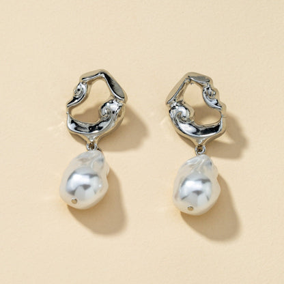 Silver Pearl Drop Earrings JLT12139
