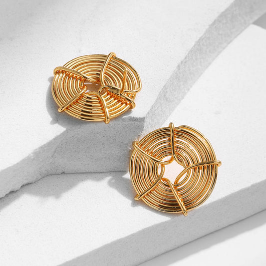 Gold Spun Swirl Stud Earrings JLT12168