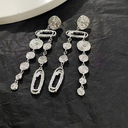 Silver Abstract Spun Drop Stud Earrings JLT12175