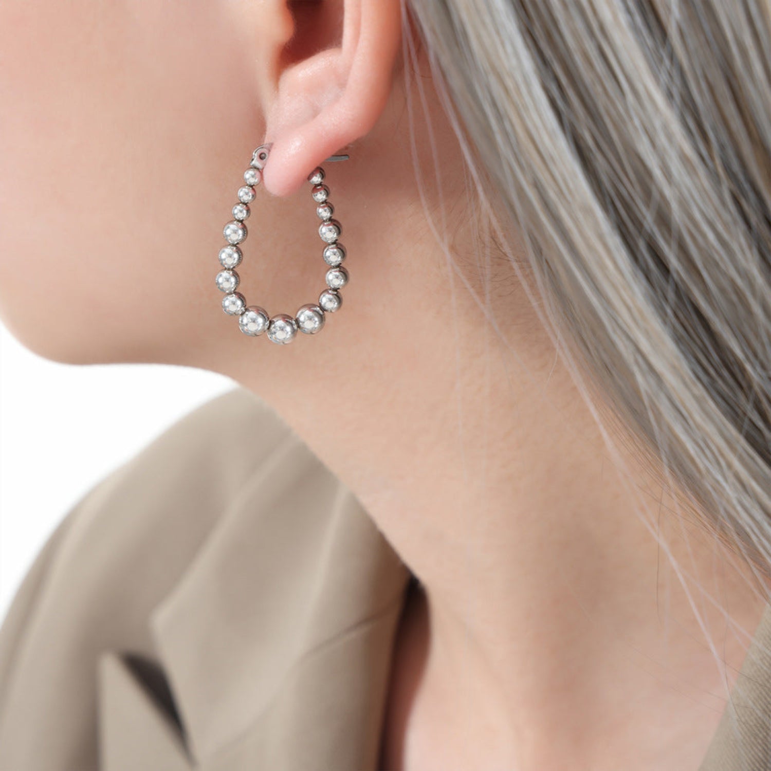 Icy Silver Hoop Earrings JLT12179