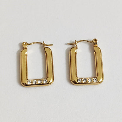 Rectangle Gold Hoop Earrings JLT12182