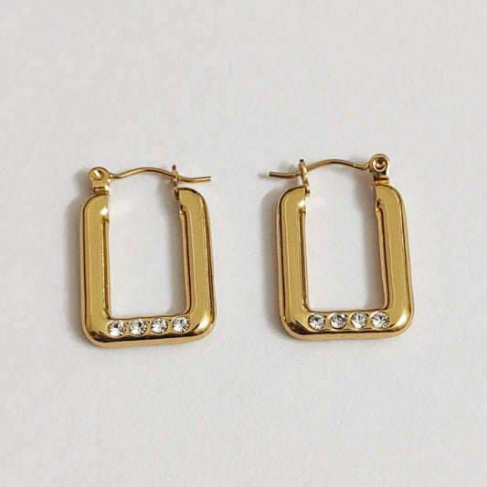 Rectangle Gold Hoop Earrings JLT12182
