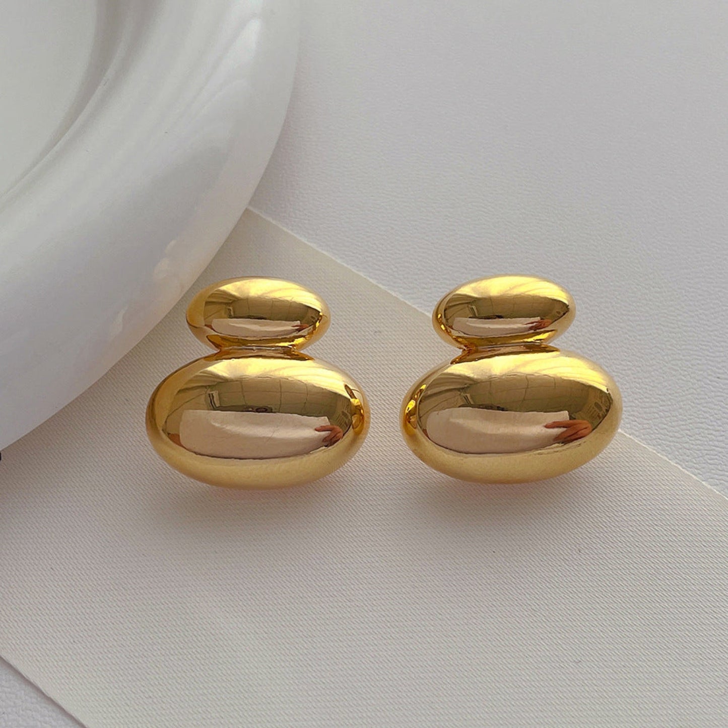 Dual Pebble Stud Earrings