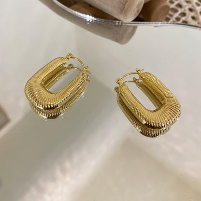 Geometric Silver Hoop Earrings JLT12322