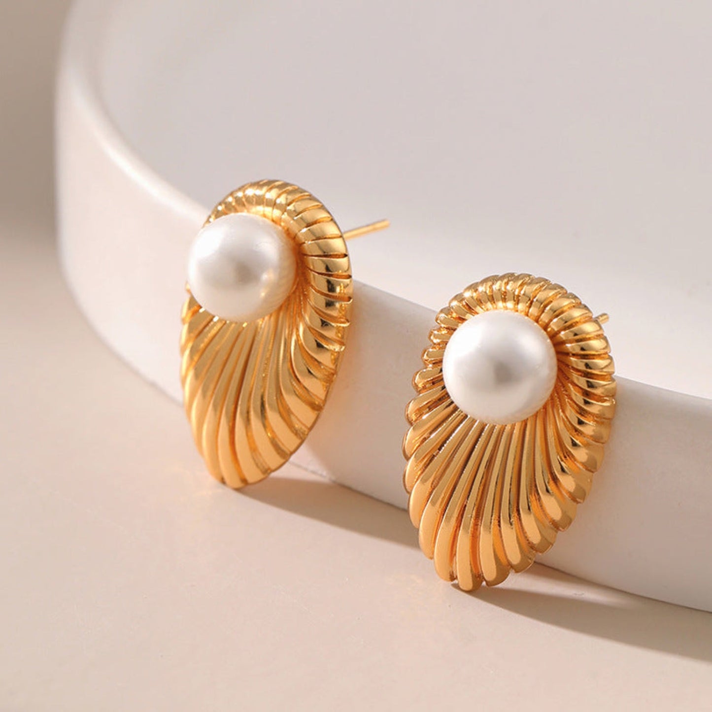 Lumina Golden Pearl Pin Earrings JLT12349