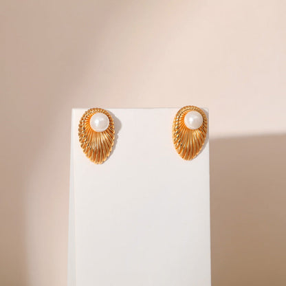 Lumina Golden Pearl Pin Earrings JLT12349