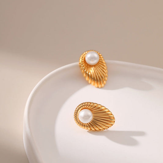 Lumina Golden Pearl Pin Earrings JLT12349