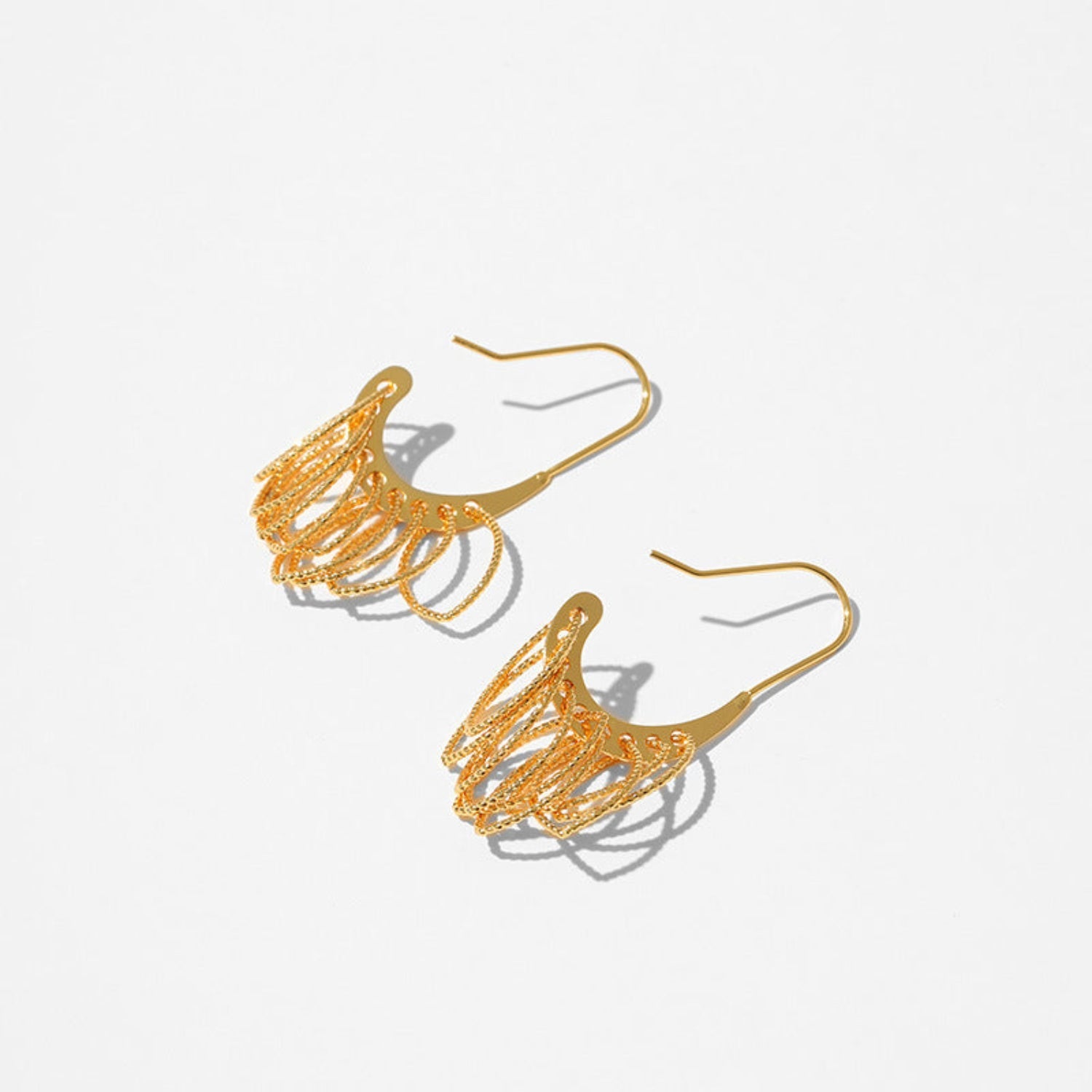 Gold Filigree Leaf Drop Earrings JLT12358