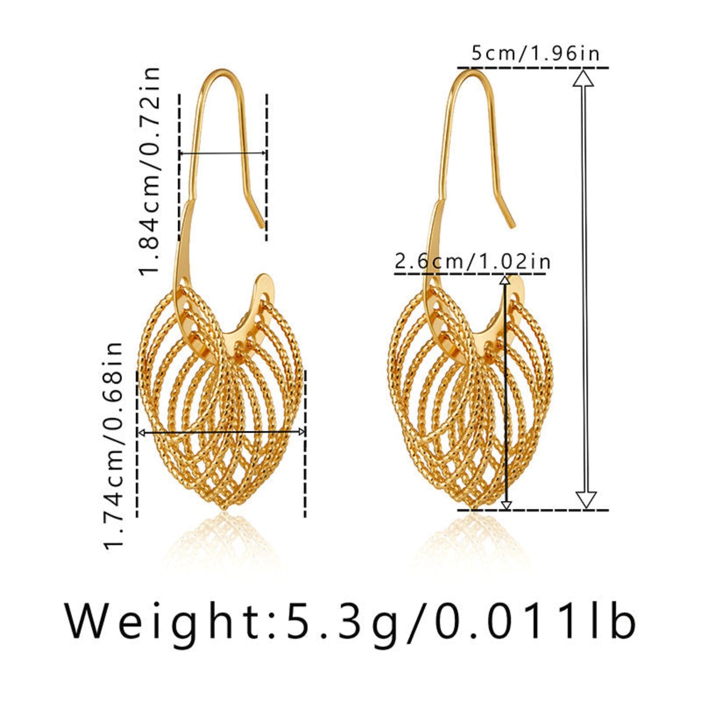 Gold Filigree Leaf Drop Earrings JLT12358