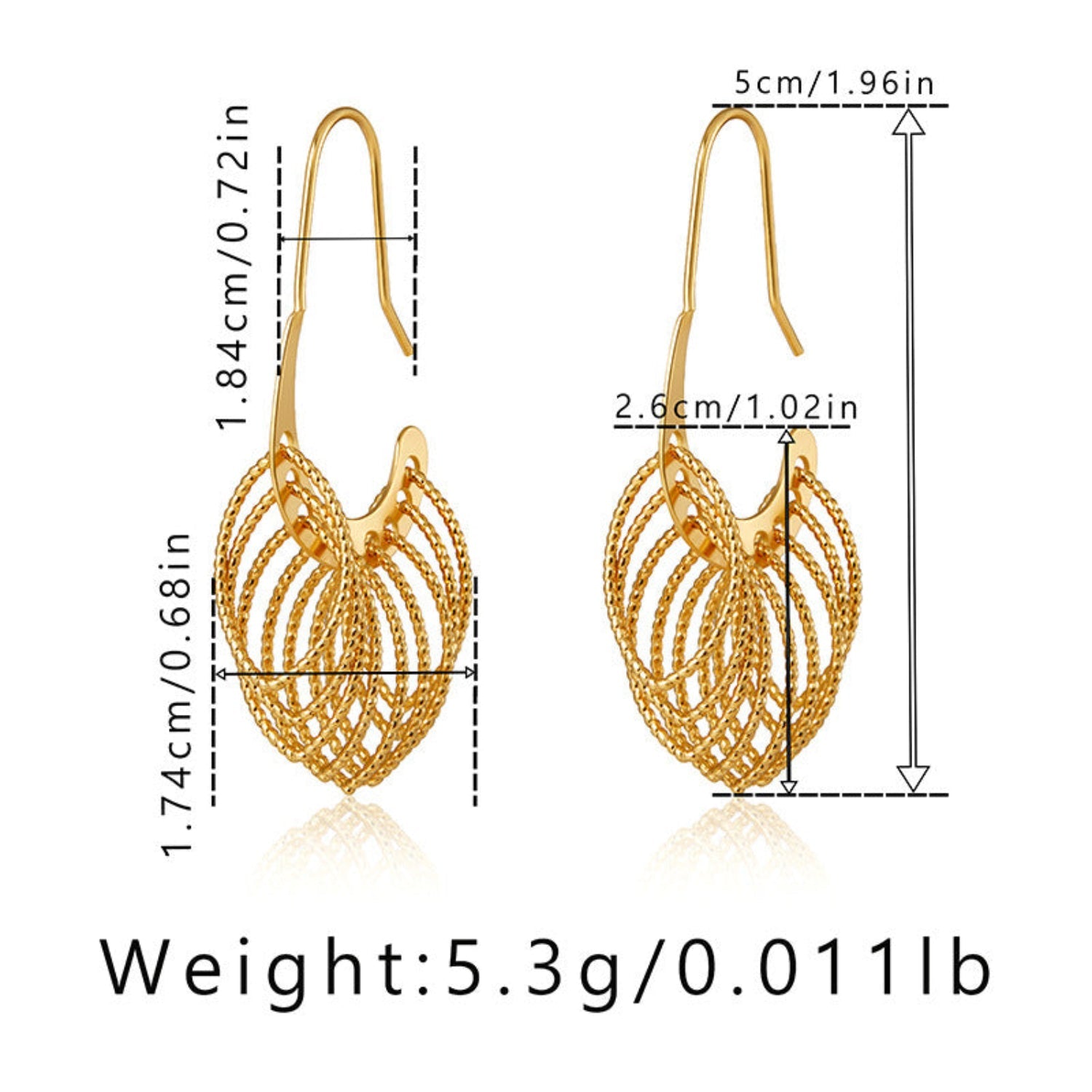 Gold Filigree Leaf Drop Earrings JLT12358