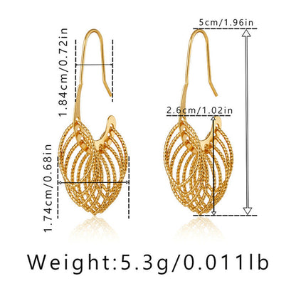 Gold Filigree Leaf Drop Earrings JLT12358