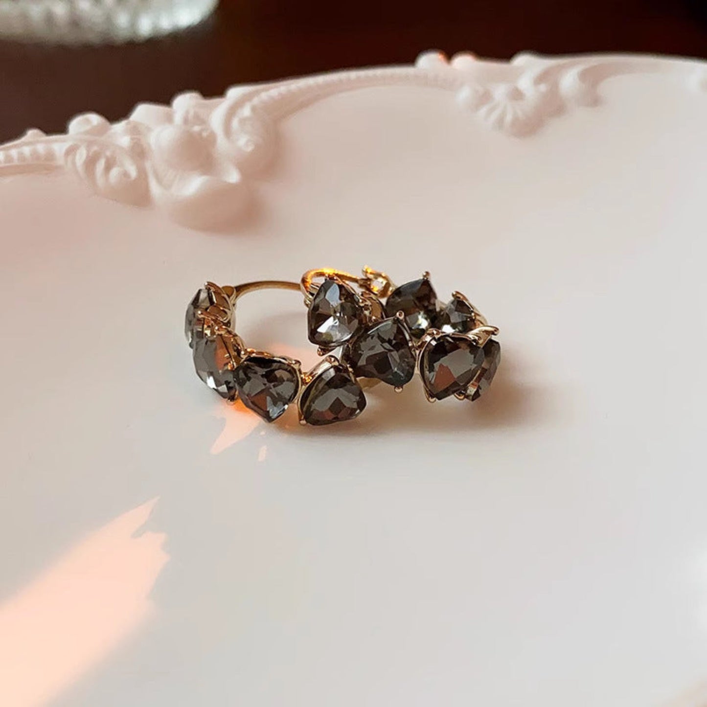 Crystalite Black Hoop Earrings JLT12366