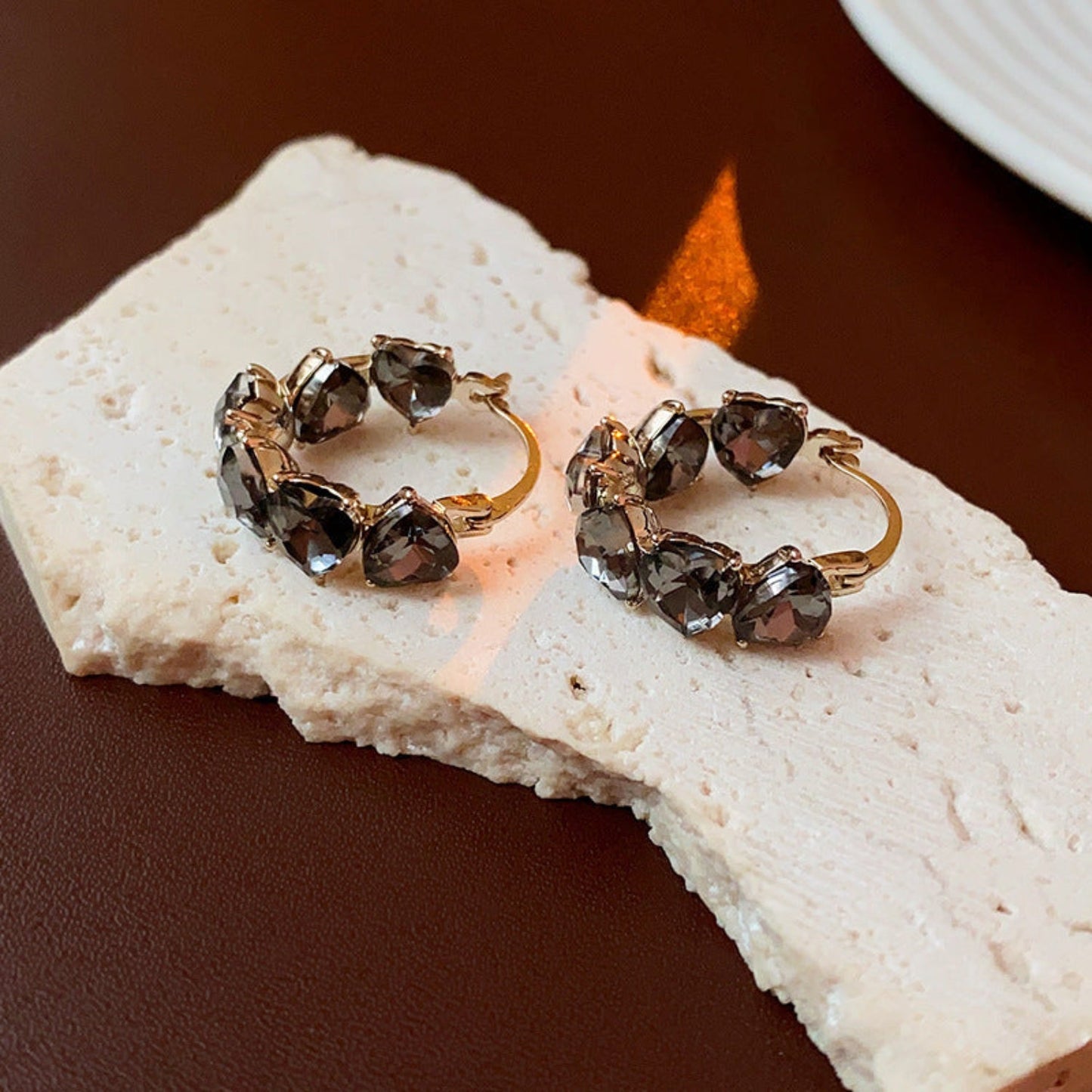 Crystalite Black Hoop Earrings JLT12366
