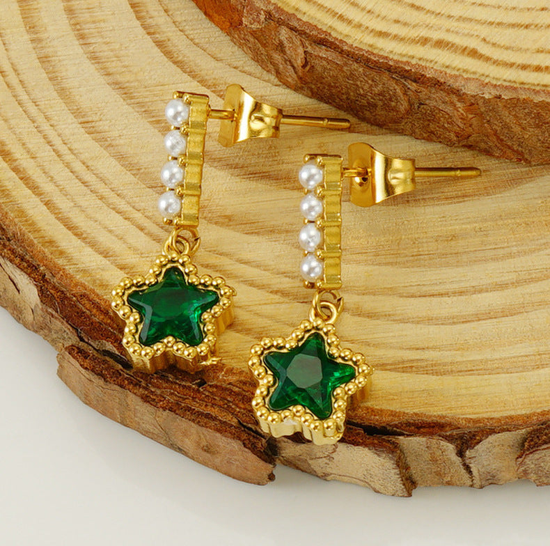 Star Pearl Drop Earring