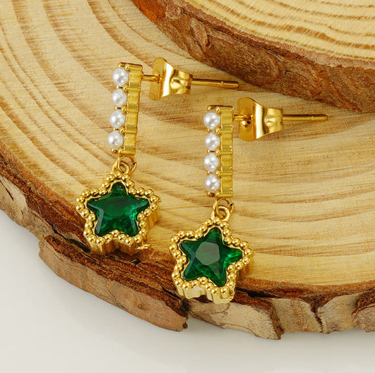 Star Pearl Drop Earring