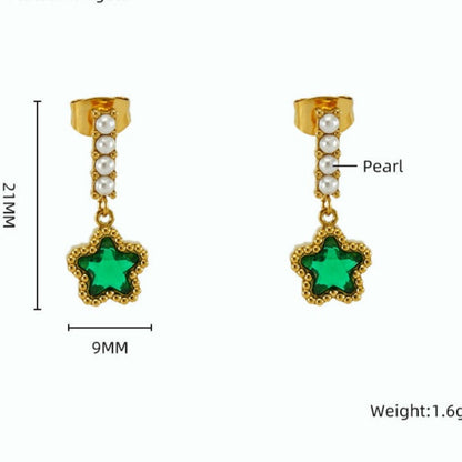 Star Pearl Drop Earring