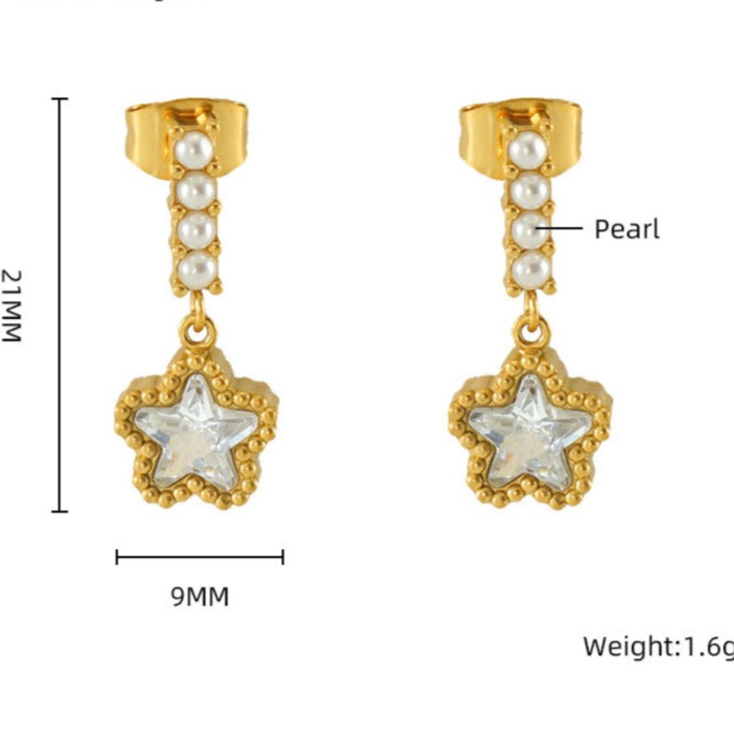 Star Pearl Drop Earring