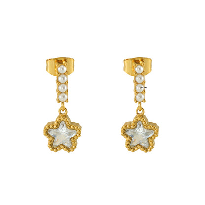 Star Pearl Drop Earring