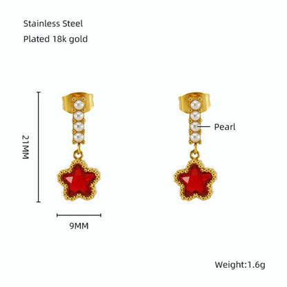 Star Pearl Drop Earring